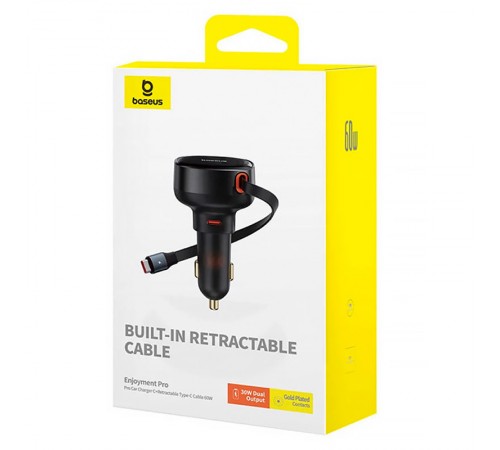 АЗП Baseus Enjoyment Pro 60W (1USB-C) + висувний кабель Type-C (C00057802111-01) Cluster Black АЗП Baseus Enjoyment Pro 60W (1USB-C) + висувний кабель Type-C (C00057802111-01) Cluster Black