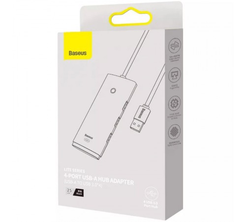 Перехідник HUB Baseus Lite Series 4in1 (USB-A to USB3.0*4) (0.25m) (WKQX03) Black Перехідник HUB Baseus Lite Series 4in1 (USB-A to USB3.0*4) (0.25m) (WKQX03) Black