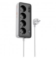 Подовжувач Hoco AC21 Sunlight 4-bit (1C/3A/4xSocket) (3m) Black