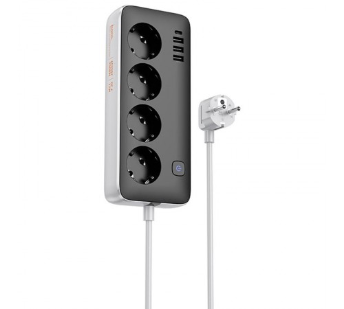 Подовжувач Hoco AC21 Sunlight 4-bit (1C/3A/4xSocket) (3m) Black