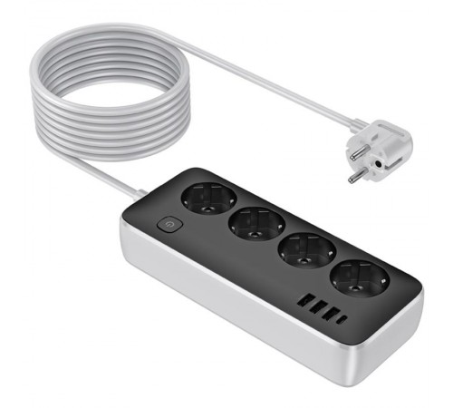 Подовжувач Hoco AC21 Sunlight 4-bit (1C/3A/4xSocket) (3m) Black