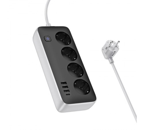 Подовжувач Hoco AC21 Sunlight 4-bit (1C/3A/4xSocket) (3m) Black