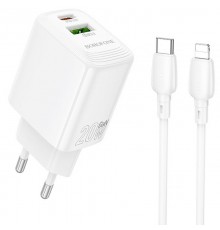 МЗП Borofone BN27 Fuente PD20W+QC3.0 (1USB-A/1C) + кабель Type-C to Lightning White