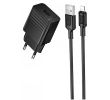 МЗП Borofone BAS71A Source 10.5W (1USB-A) + кабель USB to Lightning Black