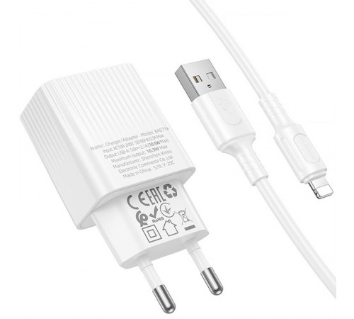 МЗП Borofone BAS71A Source 10.5W (1USB-A) + кабель USB to Lightning White МЗП Borofone BAS71A Source 10.5W (1USB-A) + кабель USB to Lightning White