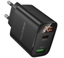 МЗП Borofone BA96A Ilustre with digital display PD20W+QC3.0 (1USB-A/1C) Black