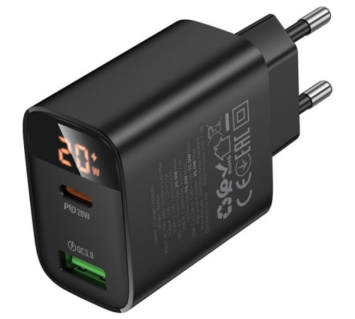 МЗП Borofone BA96A Ilustre with digital display PD20W+QC3.0 (1USB-A/1C) Black МЗП Borofone BA96A Ilustre with digital display PD20W+QC3.0 (1USB-A/1C) Black