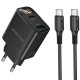 МЗП Borofone BA96A Ilustre with digital display PD20W+QC3.0 (1USB-A/1C) + кабель Type-C to Type-C Black