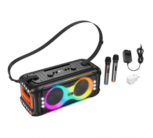 Bluetooth колонка Hoco HA9 Kayman + два мікрофона Black