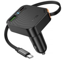 АЗП Hoco NZ18 Guardian PD65W with retractable cable (1USB-A/2C) Black