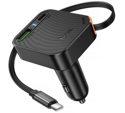 АЗП Hoco NZ18 Guardian PD65W with retractable cable (1USB-A/2C) Black АЗП Hoco NZ18 Guardian PD65W with retractable cable (1USB-A/2C) Black