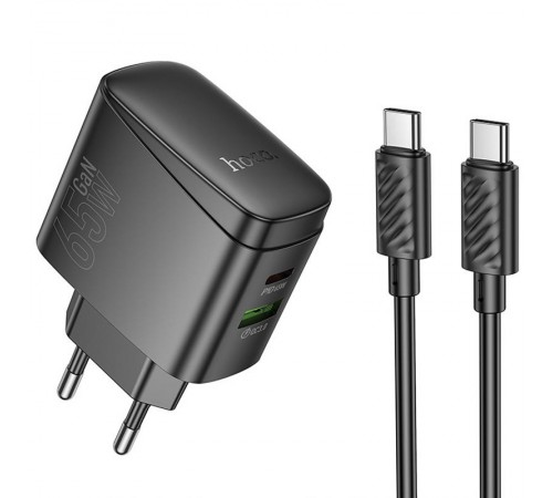 МЗП Hoco CS63A Bright PD65W (1USB-A/1C) + кабель Type-C to Type-C Black МЗП Hoco CS63A Bright PD65W (1USB-A/1C) + кабель Type-C to Type-C Black