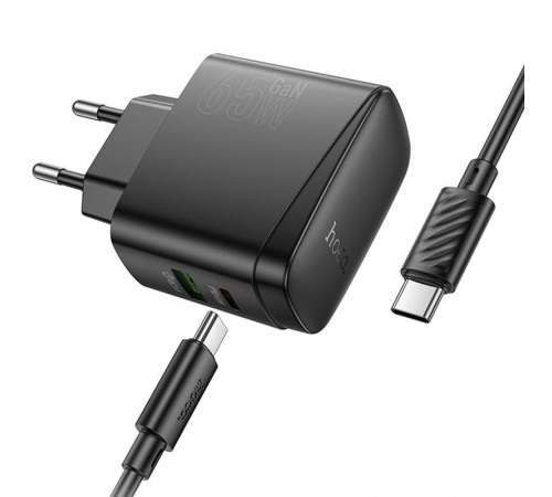 МЗП Hoco CS63A Bright PD65W (1USB-A/1C) + кабель Type-C to Type-C Black МЗП Hoco CS63A Bright PD65W (1USB-A/1C) + кабель Type-C to Type-C Black