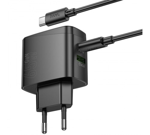 МЗП Hoco CS63A Bright PD65W (1USB-A/1C) + кабель Type-C to Type-C Black МЗП Hoco CS63A Bright PD65W (1USB-A/1C) + кабель Type-C to Type-C Black