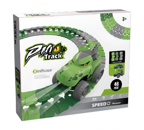 Інтерактивний трек з інерційною машинкою SHT 5510-8 Dino Trak (46pcs/1CAR) Green Інтерактивний трек з інерційною машинкою SHT 5510-8 Dino Trak (46pcs/1CAR) Green