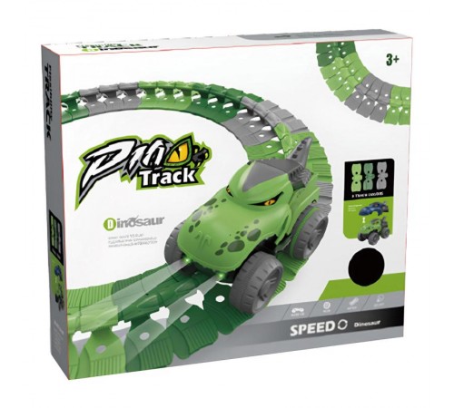 Інтерактивний трек з інерційною машинкою SHT 5510-7 Dino Trak (92pcs/1CAR) Green Інтерактивний трек з інерційною машинкою SHT 5510-7 Dino Trak (92pcs/1CAR) Green