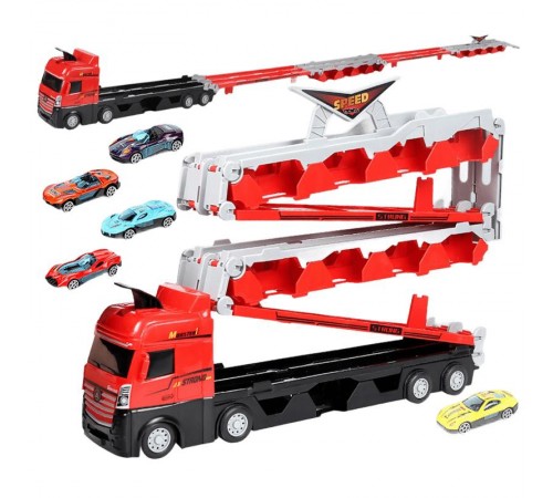 Ігровий набір-вантажівка SHT D663-T202 Catapult Truck + 8 small car Colorful Ігровий набір-вантажівка SHT D663-T202 Catapult Truck + 8 small car Colorful
