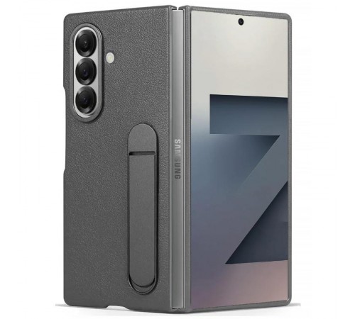 Шкіряний чохол Leather Case (AAA) with stand для Samsung Galaxy Z Fold7 Gray