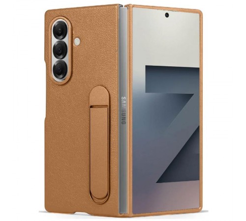 Шкіряний чохол Leather Case (AAA) with stand для Samsung Galaxy Z Fold7 Tan
