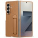 Шкіряний чохол Leather Case (AAA) with stand для Samsung Galaxy Z Fold7 Tan