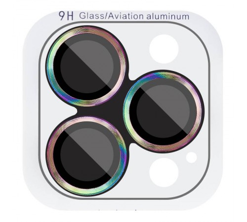 Захисне скло Metal Classic на камеру (у упак.) для Apple iPhone 17 Pro (6.3") / 17 Pro Max (6.9") Бузковий / Rainbow