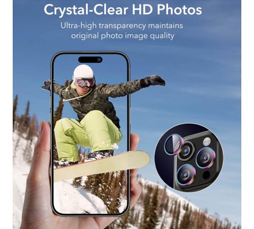 Захисне скло Metal Classic на камеру (у упак.) для Apple iPhone 17 Air (6.6") Бузковий / Rainbow