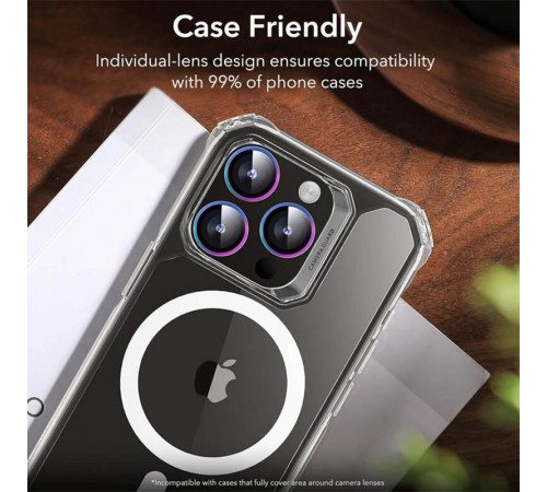 Захисне скло Metal Classic на камеру (у упак.) для Apple iPhone 17 Air (6.6") Бузковий / Rainbow