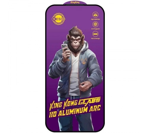 Захисне скло 5D Anti-static Purple (тех.пак) для Apple iPhone 17 Pro Max (6.9") Чорний