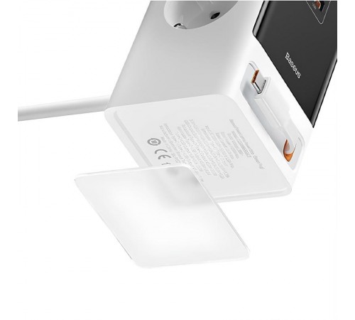 МЗП Baseus OS PowerCombo Digital PowerStrip+Retractable-C 65W (1USB-A/1C/2Socket) (1.5m) (PSLR000) Glacier White
