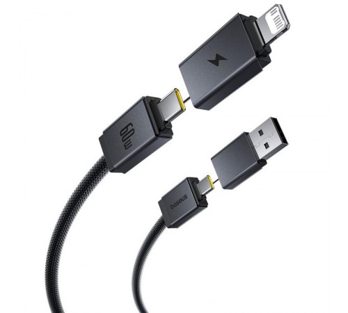 Дата кабель Baseus Versatile Two-for-Two USB/Type-C to Type-C/Lightning 60W (0.6m) (P10383000) Cosmic Black