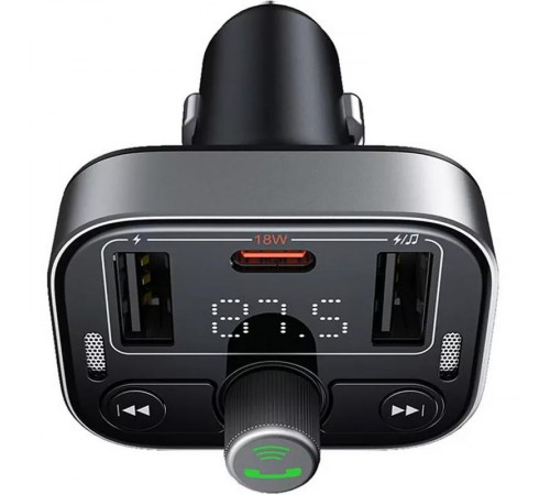 АЗП FM модулятор Baseus S-09 Pro Series 18W (2USB-A/1C) (C10762200113) Cluster Black