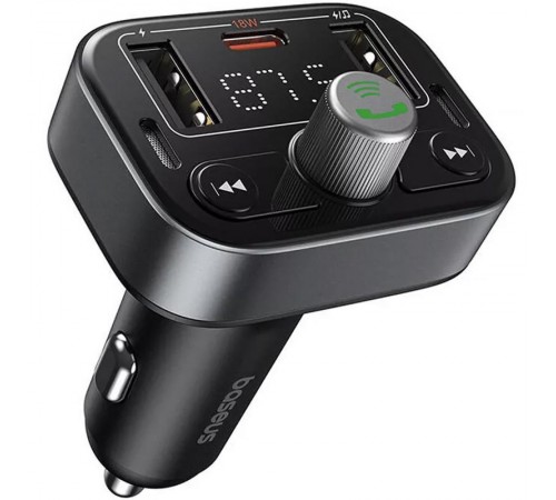 АЗП FM модулятор Baseus S-09 Pro Series 18W (2USB-A/1C) (C10762200113) Cluster Black