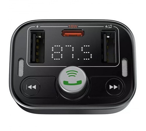АЗП FM модулятор Baseus S-09 Pro Series 18W (2USB-A/1C) (C10762200113) Cluster Black