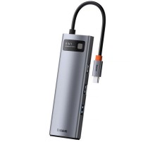 Перехідник HUB Baseus Metal Gleam Series 7-Port (Type-C to HDMI+USB3.0*3+PD+RJ45) (B0003070) Station Gray