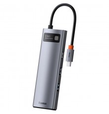 Перехідник HUB Baseus Metal Gleam Series 7-Port (Type-C to HDMI+USB3.0*3+PD+RJ45) (B0003070) Station Gray