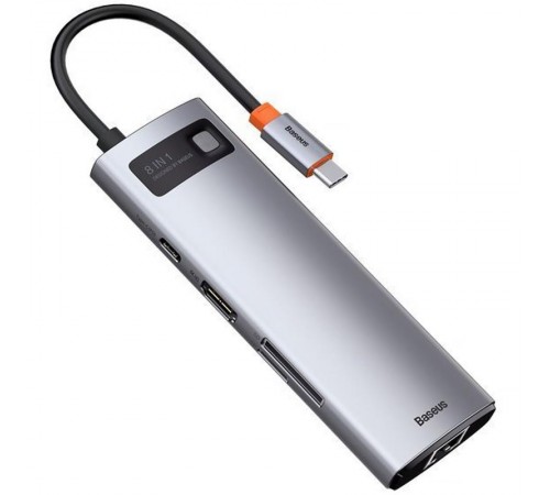 Перехідник HUB Baseus Metal Gleam Series 7-Port (Type-C to HDMI+USB3.0*3+PD+RJ45) (B0003070) Station Gray