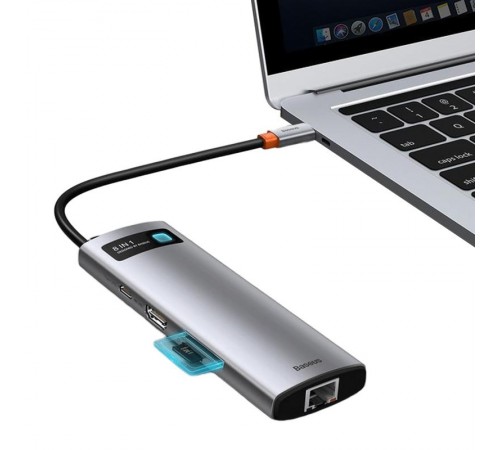 Перехідник HUB Baseus Metal Gleam Series 7-Port (Type-C to HDMI+USB3.0*3+PD+RJ45) (B0003070) Station Gray