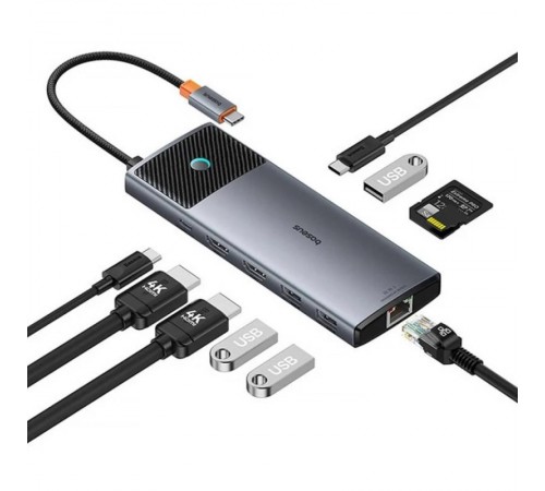 Перехідник HUB Baseus Metal Gleam Series II OS 10in1 (B00061800123-00) Cosmic Black