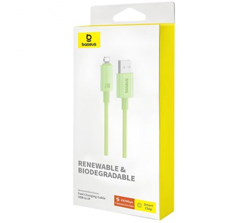 Дата кабель Baseus Habitat Series Fast Charging USB to Lightning 2.4A (2m) (P10360200) Natural Green