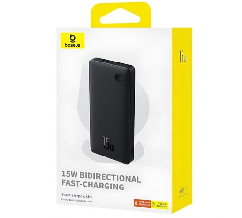 Портативний ЗП Power Bank Baseus Airpow Lite OS 15W 10000 mAh (P10067500) Cosmic Black