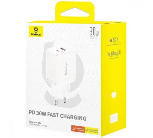 МЗП Baseus Cube Pro Fast Charger PD30W (1USB-A/1C) (P10111404) Moon White