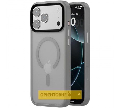 TPU+PC чохол Metal Buttons with MagSafe Colorful для Apple iPhone 17 (6.3") Сірий / Grey