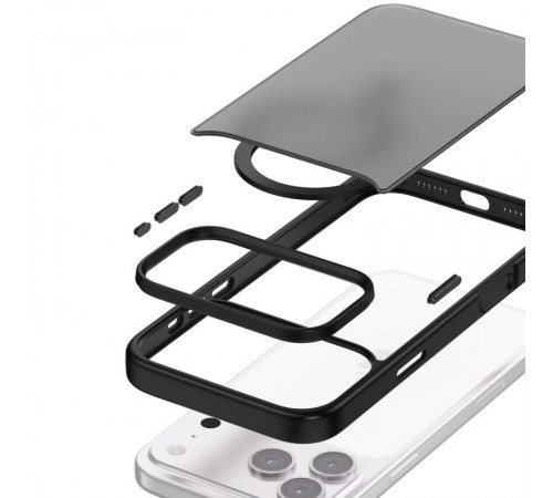TPU+PC чохол Metal Buttons with MagSafe Colorful для Apple iPhone 17 Pro Max (6.9") Чорний / Black