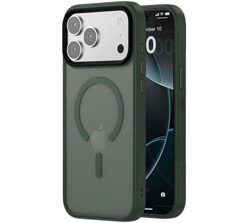 TPU+PC чохол Metal Buttons with MagSafe Colorful для Apple iPhone 17 Pro Max (6.9") Зелений / Dark Green