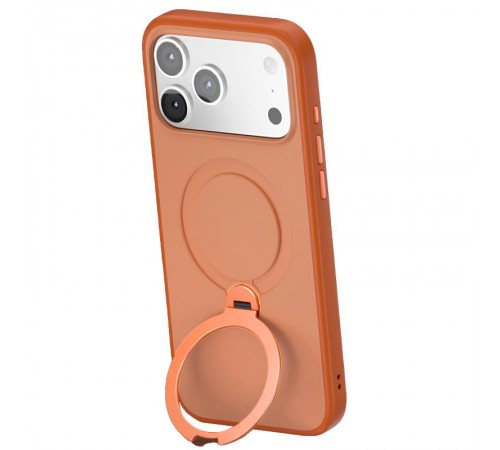TPU+PC чохол Metal Buttons with MagSafe Colorful HQ Ring для Apple iPhone 17 Pro (6.3") Orange