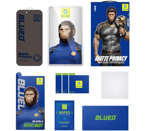 Захисне 2.5D скло Blueo Full Cover Anti-Peep Matte для Apple iPhone 17 Air (6.5") Чорний