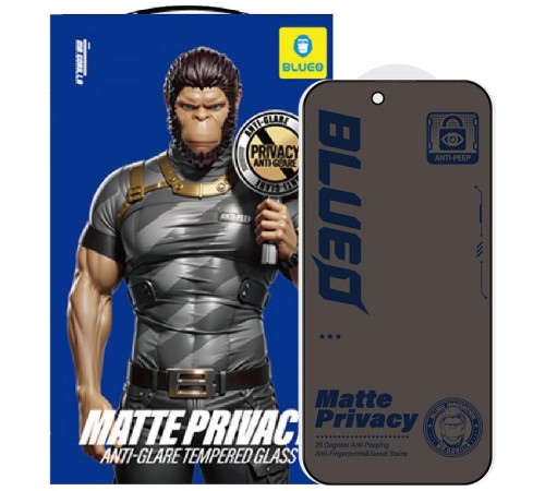 Захисне 2.5D скло Blueo Full Cover Anti-Peep Matte для Apple iPhone 17 Pro Max /16 Pro Max (6.9") Чорний