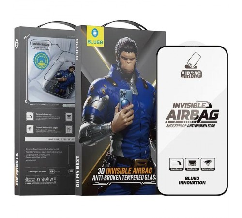 Захисне 3D скло Blueo Invisible Airbag Anti-broken для Apple iPhone 17 Air (6.5") Чорний