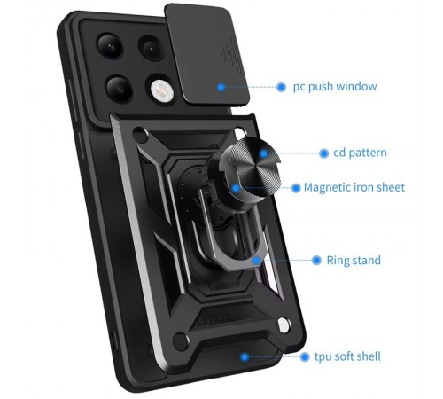 Чохол Ummi Camshield Serge Ring для Xiaomi Redmi Note 13 Pro 4G / 14s / Poco M6 Pro 4G Чорний Чохол Ummi Camshield Serge Ring для Xiaomi Redmi Note 13 Pro 4G / 14s / Poco M6 Pro 4G Чорний