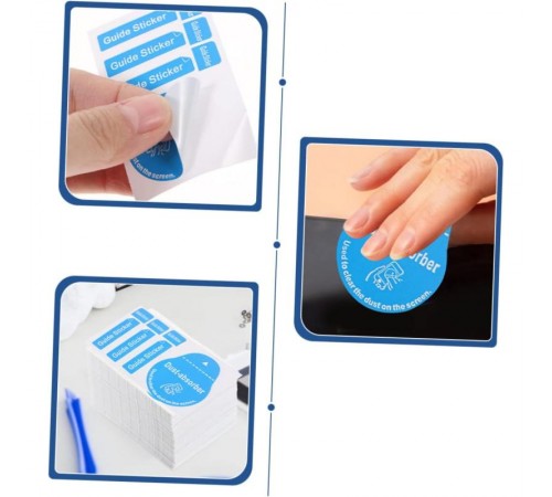 Стикеры (3+1) для поклейки захисного скло (упаковка 200 шт.) Синій